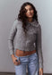 GREY ZIP UP CROPPED BOMBER QUILTED JACKET