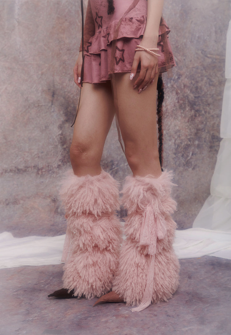 Pink Vintage Lace Legwarmers